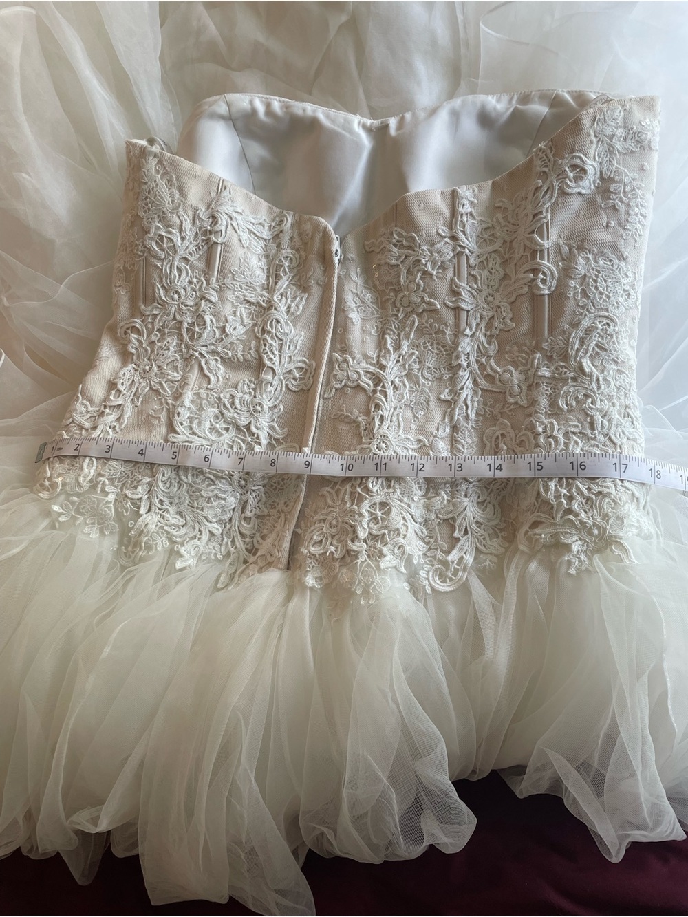 Oleg Cassini Strapless Ivory Ball Gown Wedding Dress - Picture 6 of 13